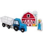 Set de joaca Orase  cu masinute si cladiri din lemn Deluxe Wooden Town Vehicle Play Set 38 Pieces Melisa and Doug 